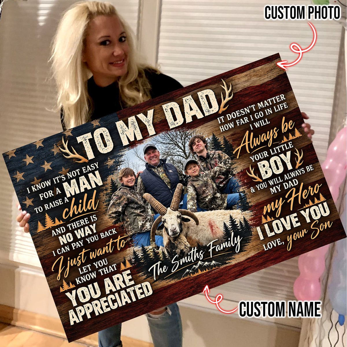 Personalized To My Dad Hunting Canvas