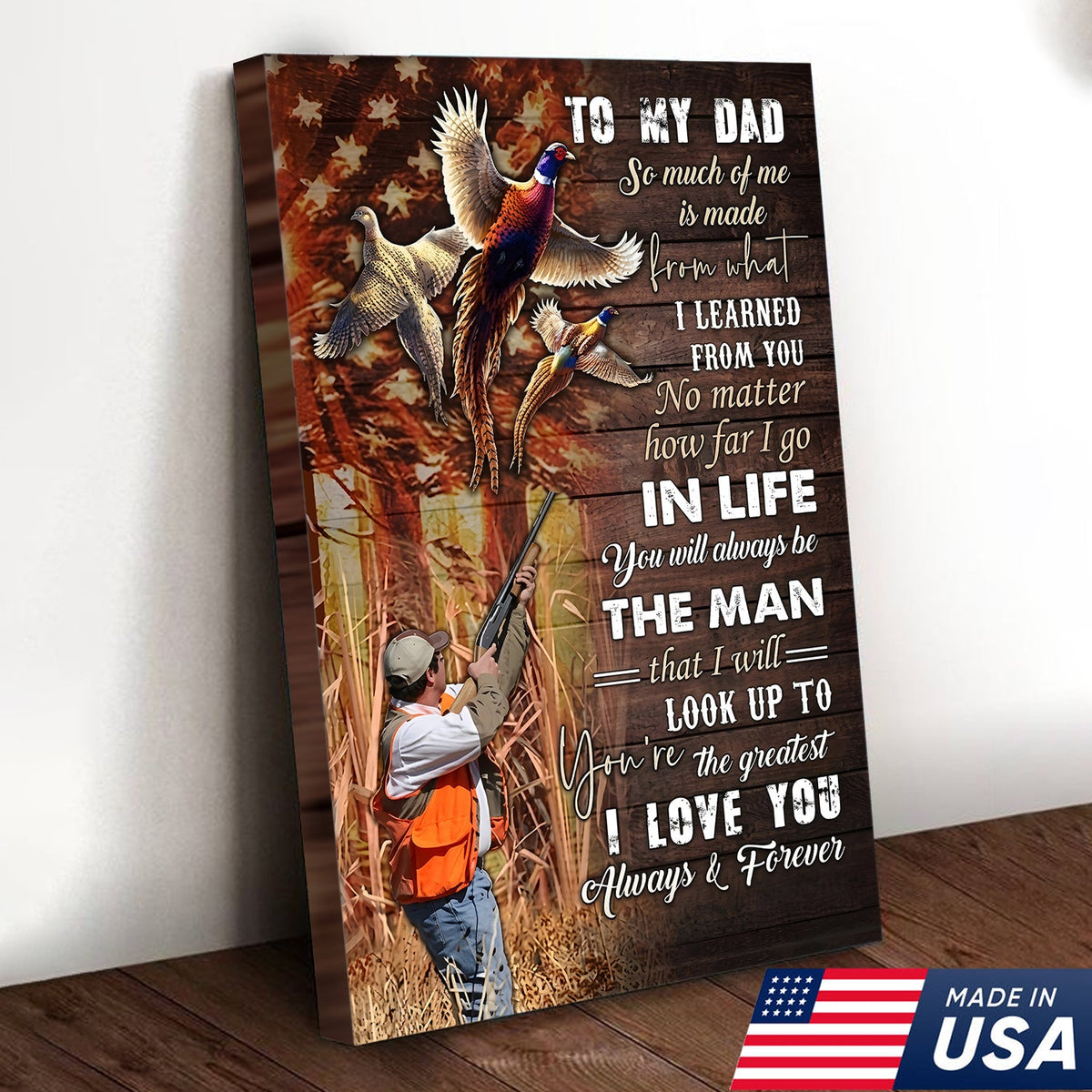 Personalized To My Dad Hunting Canvas Wall Art – Gift from Son to Dad, Duck Hunting Canvas Print
