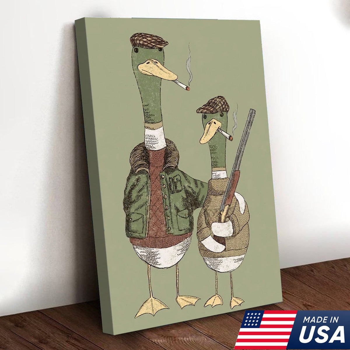 Funny Hunting Duck Wall Art, Duck Hunter Canvas, Gift for Hunter