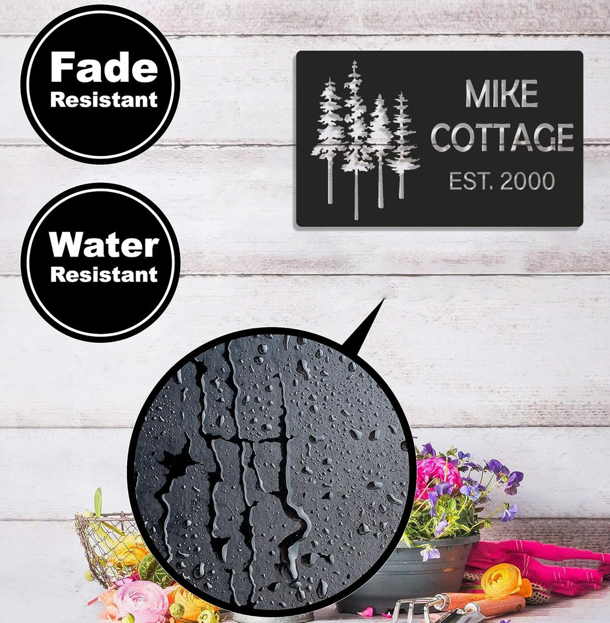Personalized Forest Metal Sign WITH LED/WITHOUT LED - Rustic Cabin Name Sign with Pine Trees