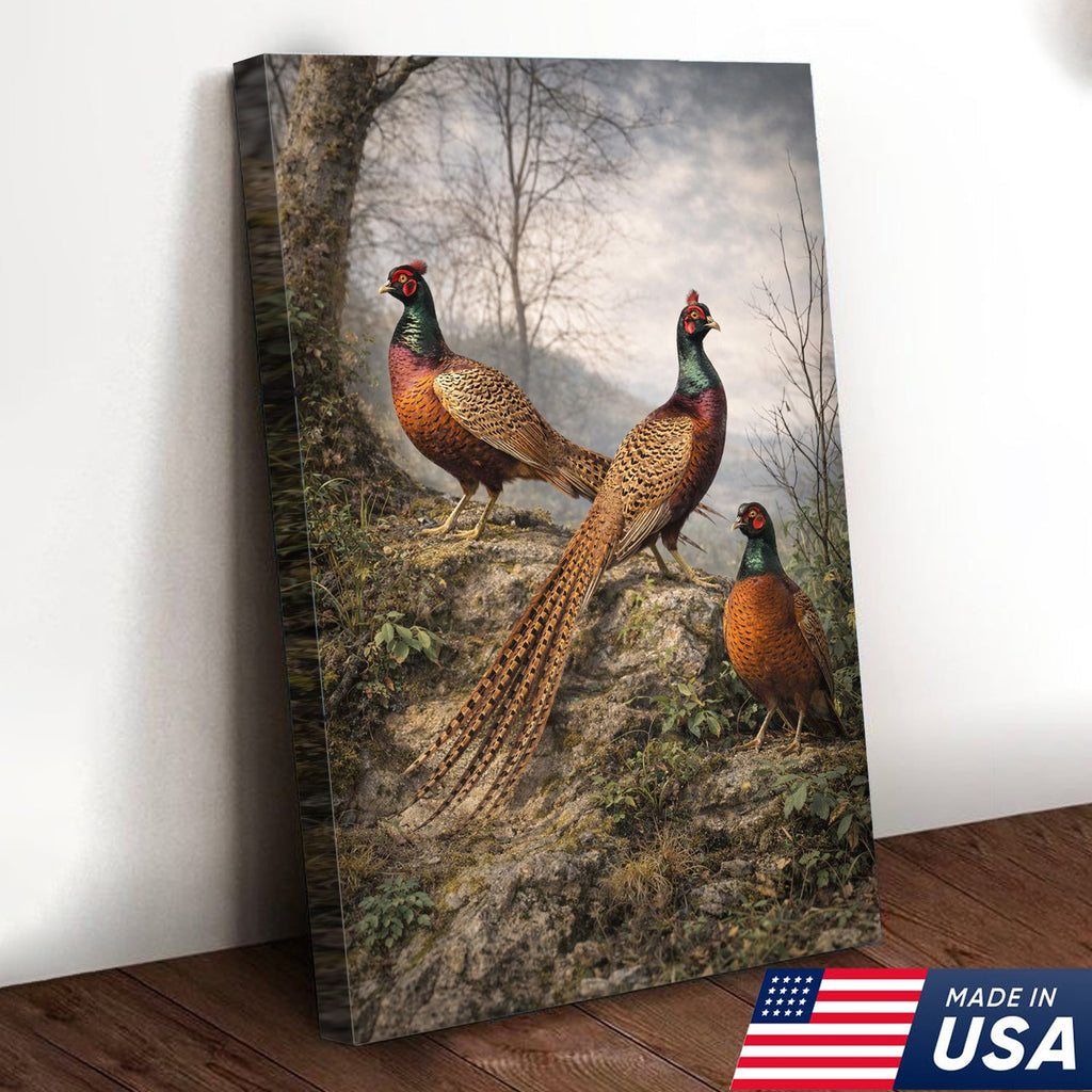 Pheasant Hunting Canvas Wall Art – Upland Bird Hunting Decor for Hunter Home