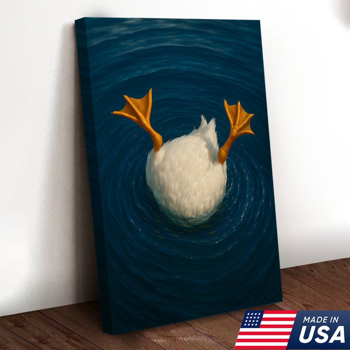 Funny Diving Duck Canvas Wall Art – Hilarious Hunting Cabin & Farmhouse Décor Gift for Hunters