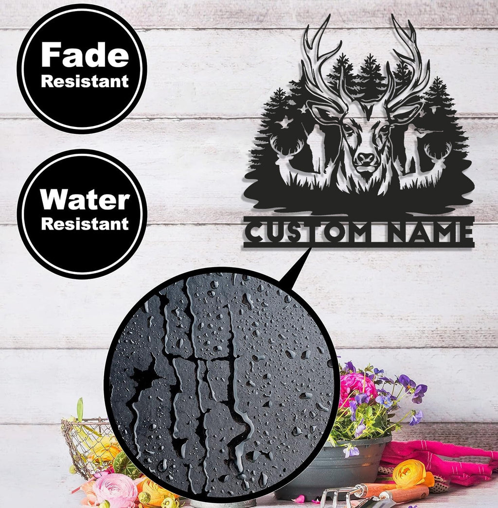 Personalized Deer Hunting Metal Sign WITH LED/WITHOUT LED – Custom Name Buck Wall Art