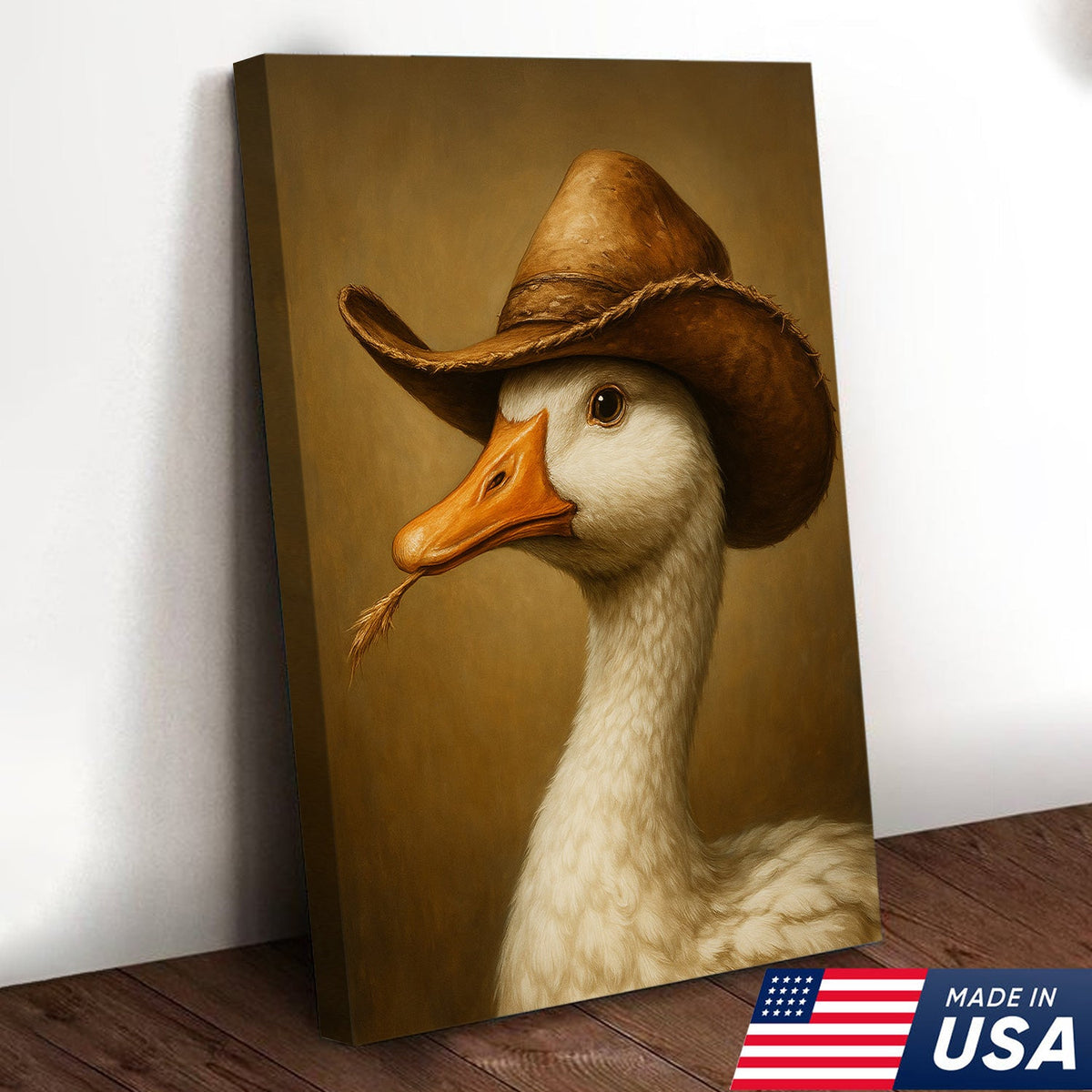 Cowboy Duck Canvas – Rustic Farmhouse & Cabin Wall Art Unique Gift for Dad or Hunter