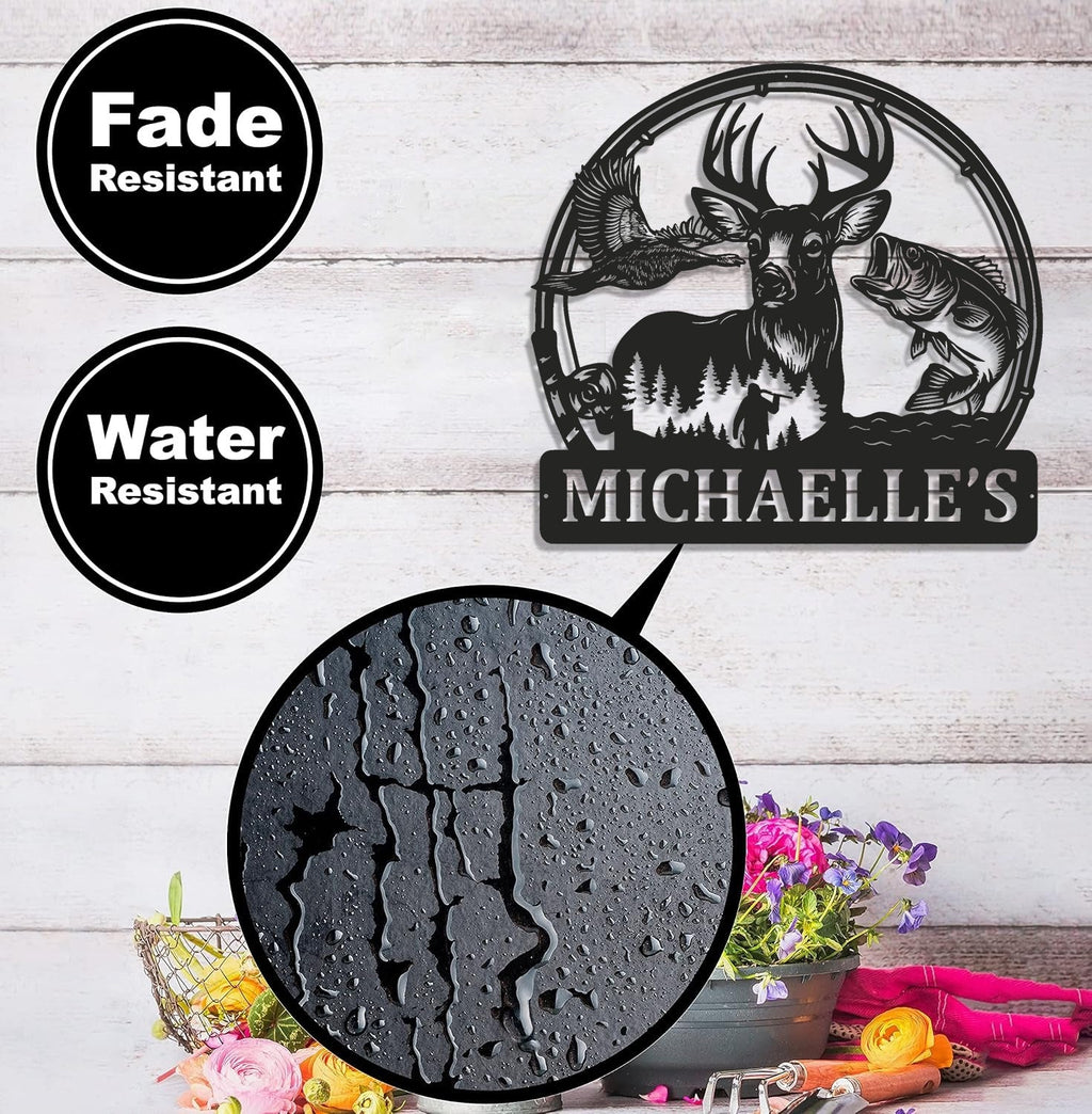 Personalized Hunting Metal Sign WITH LED/WITHOUT LED - Deer, Duck & Fish Wildlife Wall Art