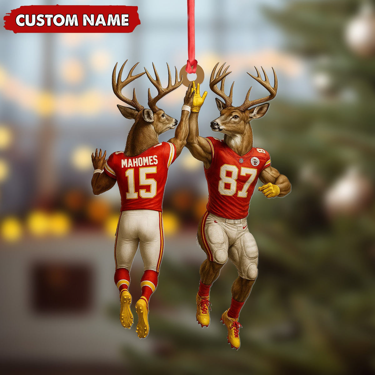 Personalized Football Christmas Ornament, Custom Name Deer product image 4