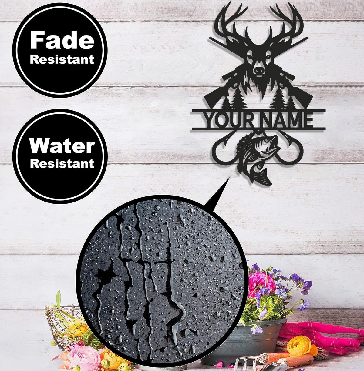 Personalized Deer Hunting and Fishing Metal Sign WITH LED/WITHOUT LED – Rustic Cabin Wall Decor