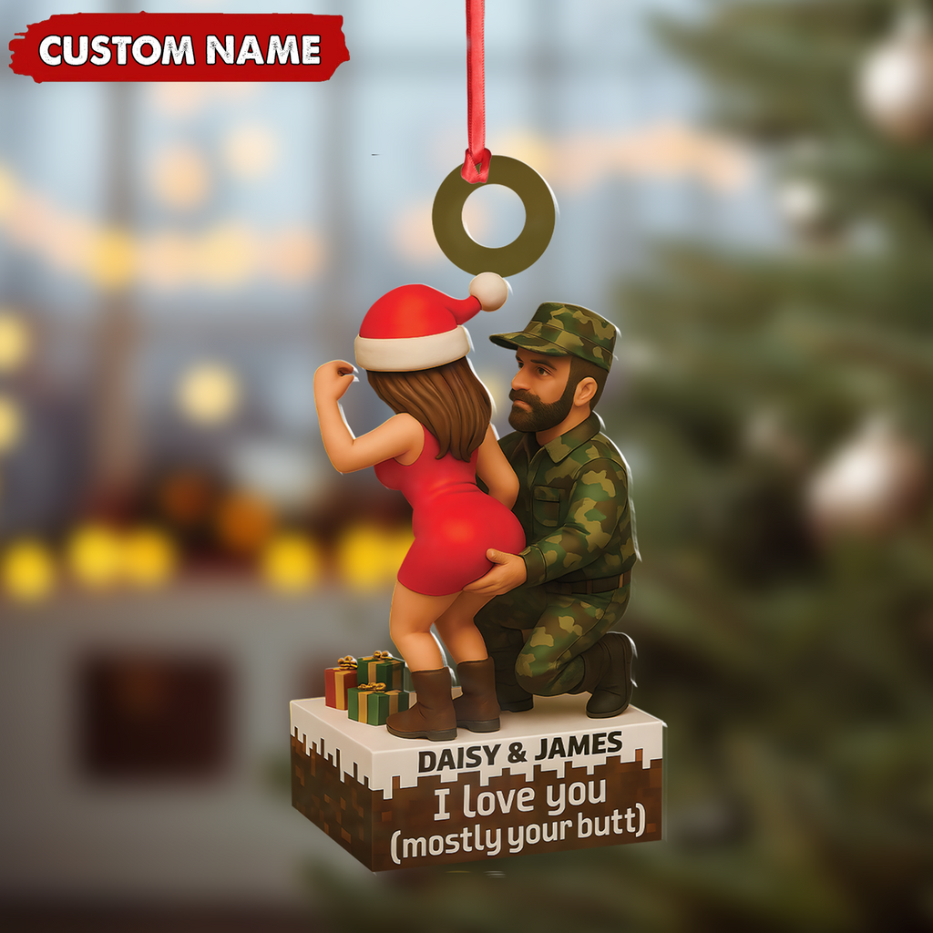 Personalized Funny Hunter Couple Acrylic Ornament – Custom Name Christmas Gift for Him or Her