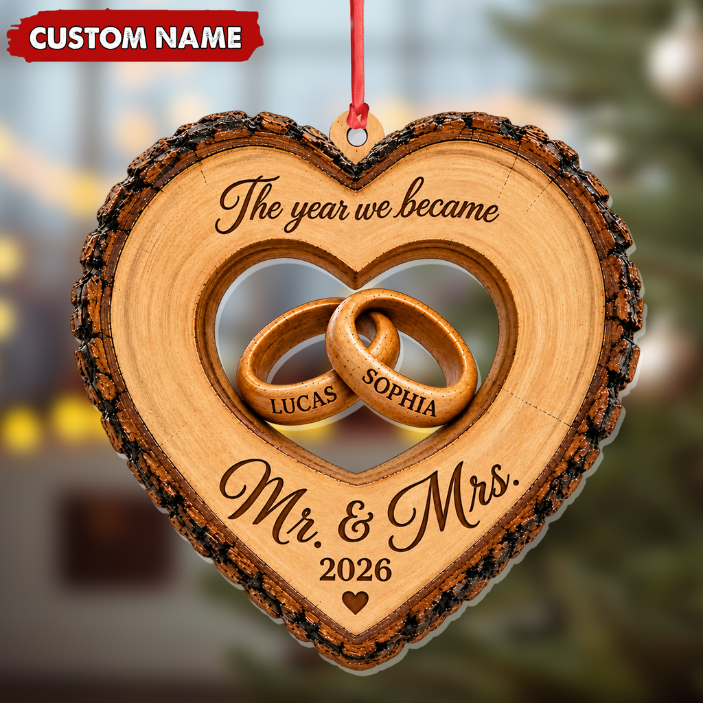 Personalized Mr and Mrs Christmas Ornament Custom Couple Wedding Keepsake