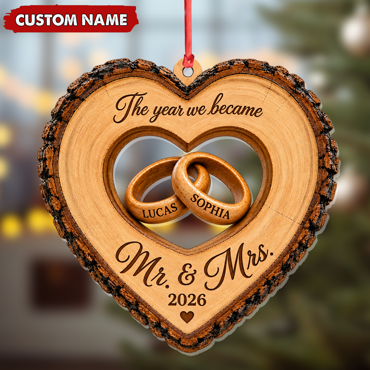 Personalized Mr and Mrs Christmas Ornament Custom Couple Wedding Keepsake