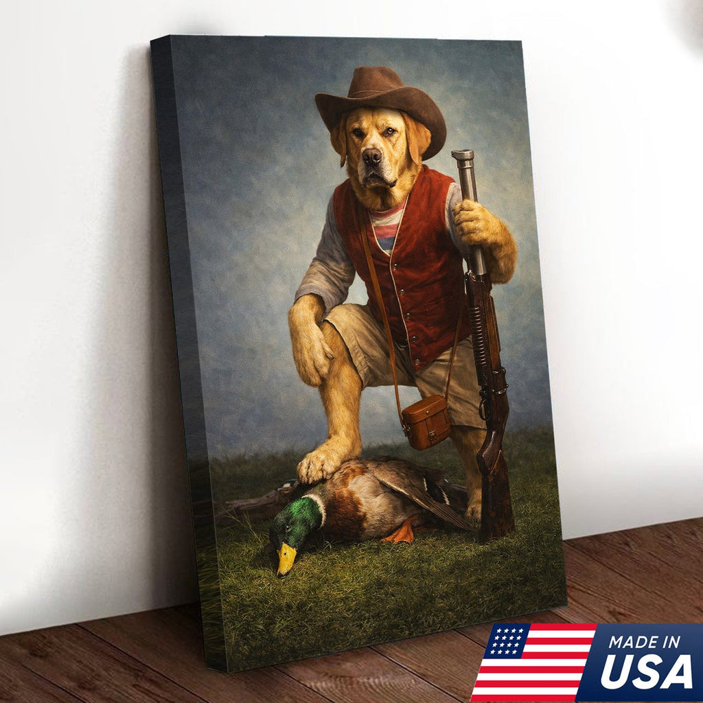 Funny Hunting Dog Canvas Wall Art Duck Hunter Dog Outdoor Decor