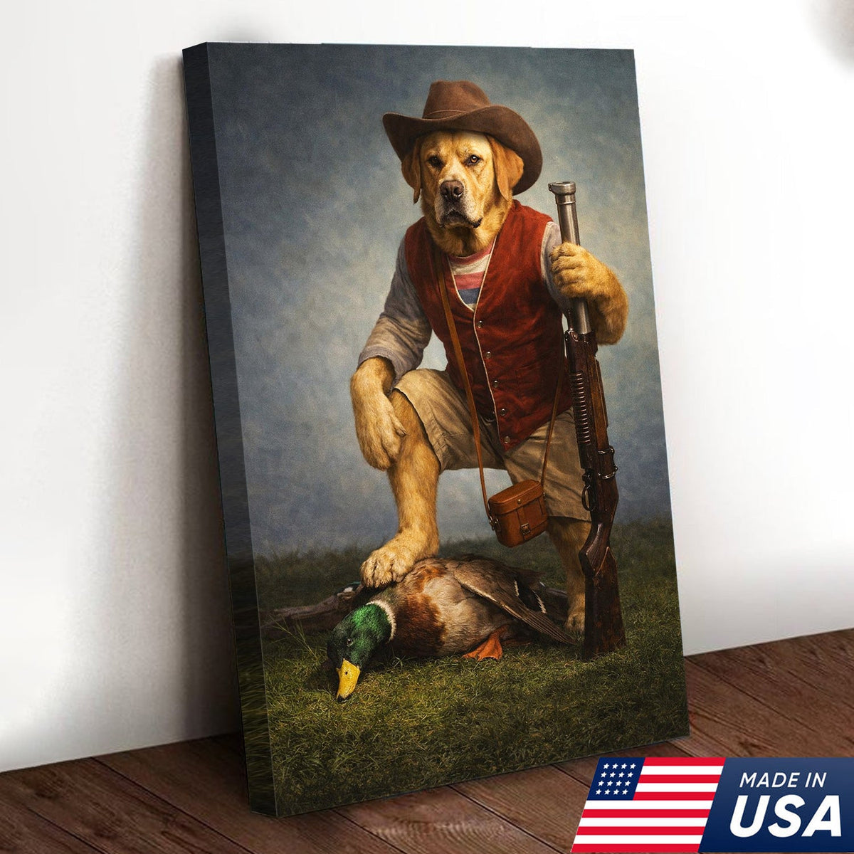 Funny Hunting Dog Canvas Wall Art Duck Hunter Dog Outdoor Decor