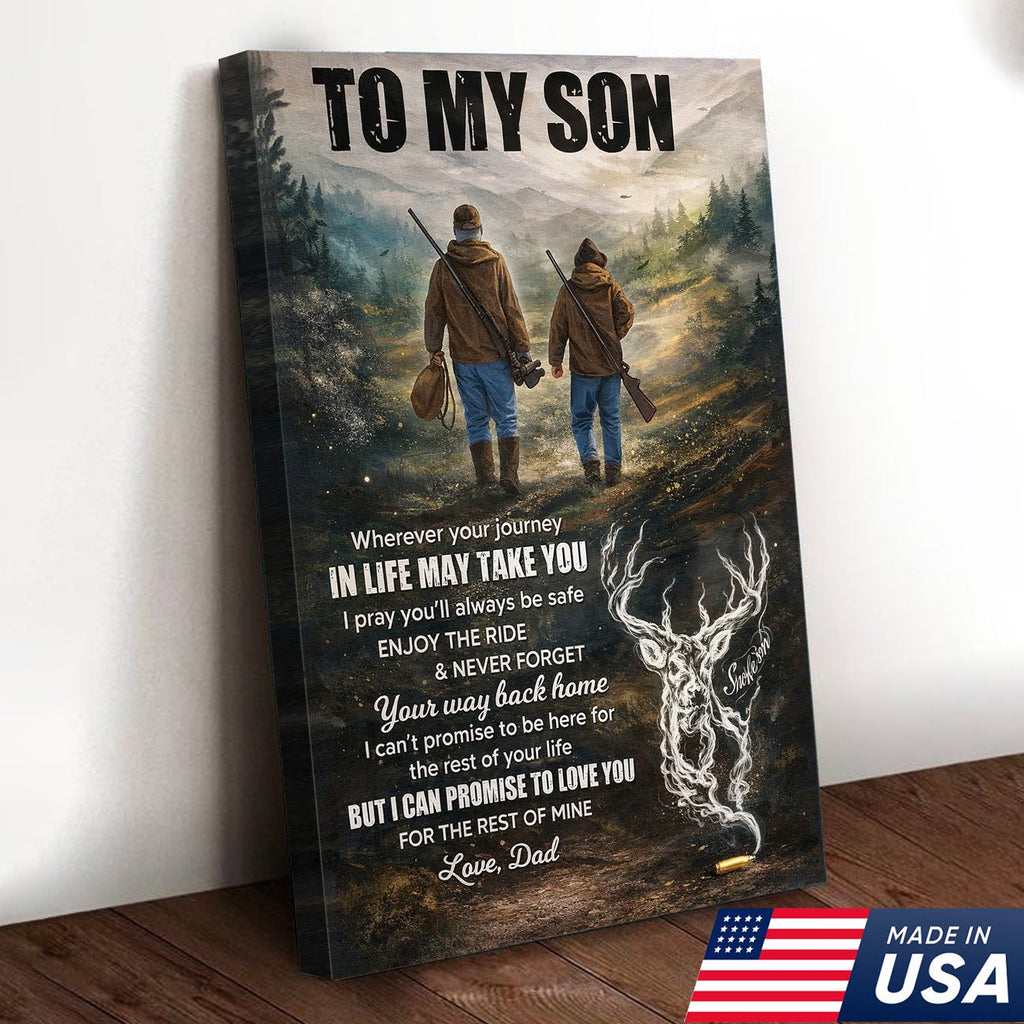 To My Son Hunting Canvas Wall Art, Father and Son Outdoor Journey Artwork