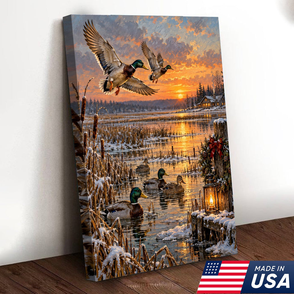 Christmas Mallard Sunset Canvas