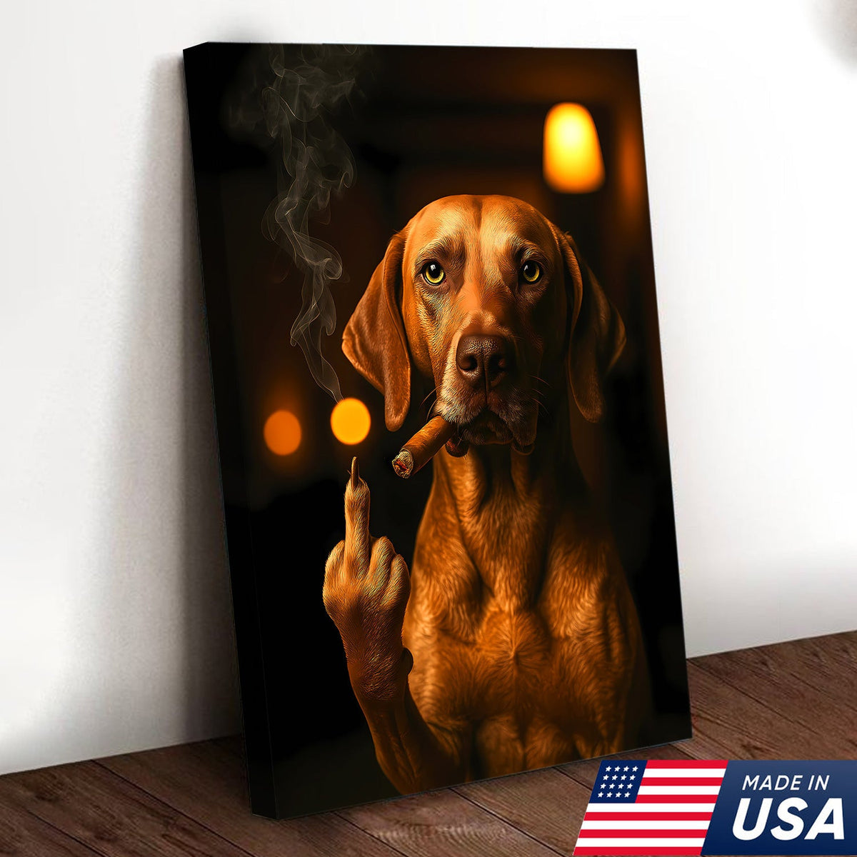 Funny Smoking Dog Canvas – Badass Gift for Hunters & Dog Lovers