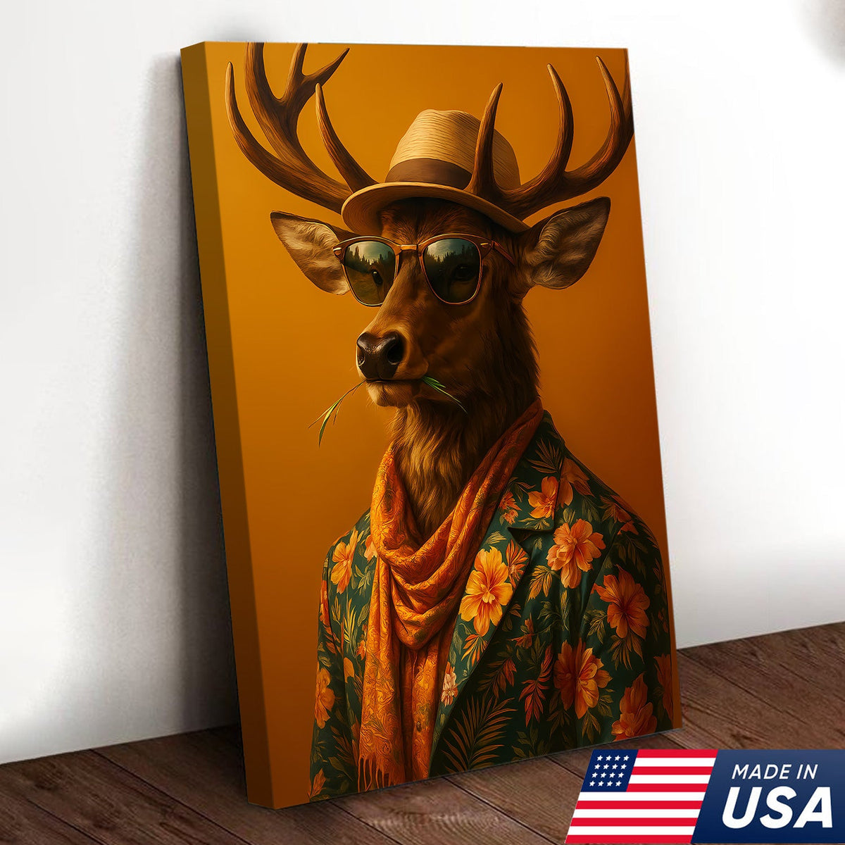 Stylish Deer Canvas – Funny Hunting Wall Art for Cabin & Man Cave, Cool Gift for Hunters