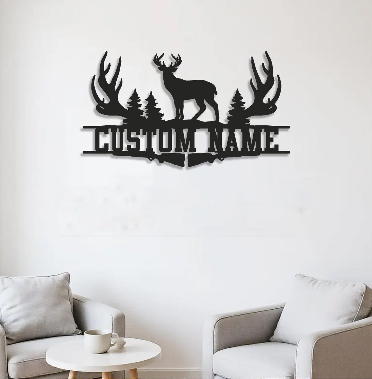 Personalized Deer Antler Metal Sign WITH LED/WITHOUT LED Light Custom Name Forest Wall Art