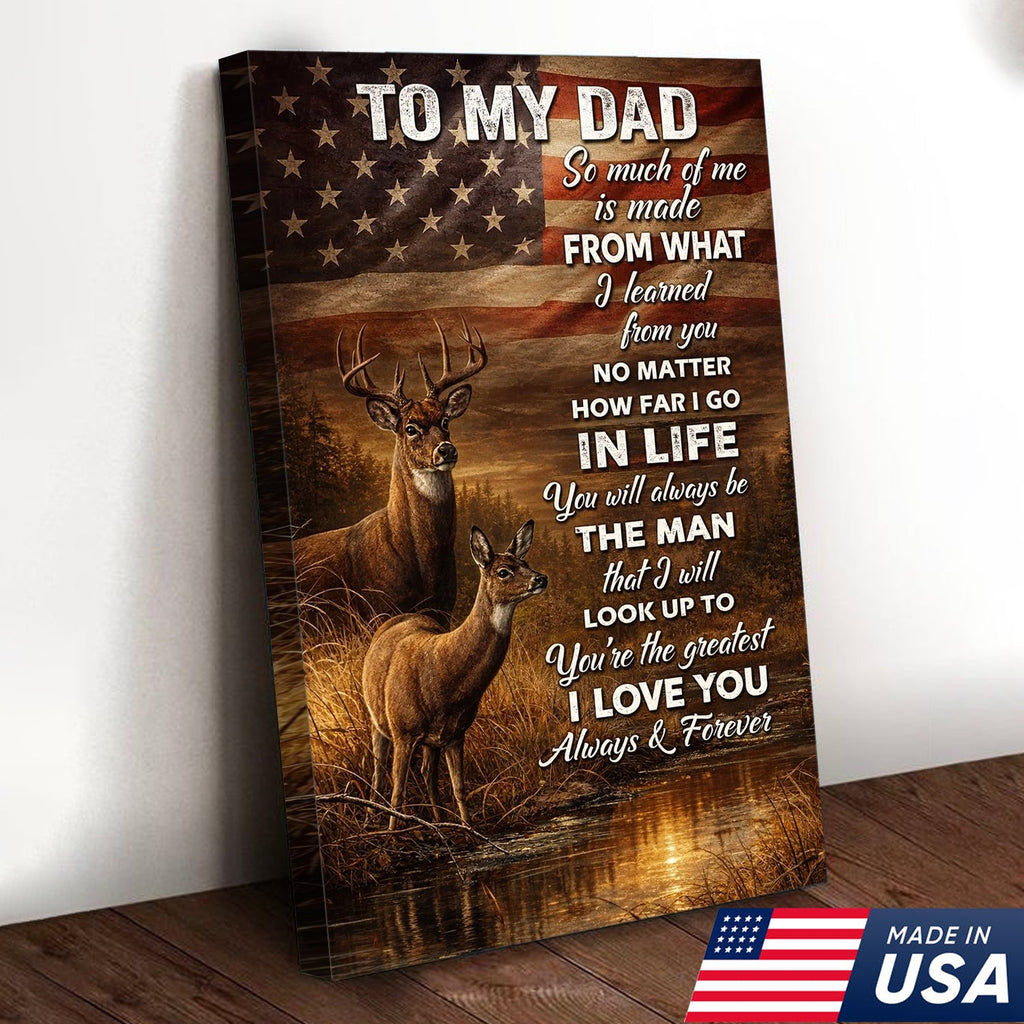 To My Dad Deer Canvas Wall Art – Father Appreciation Gift from Son or Daughter