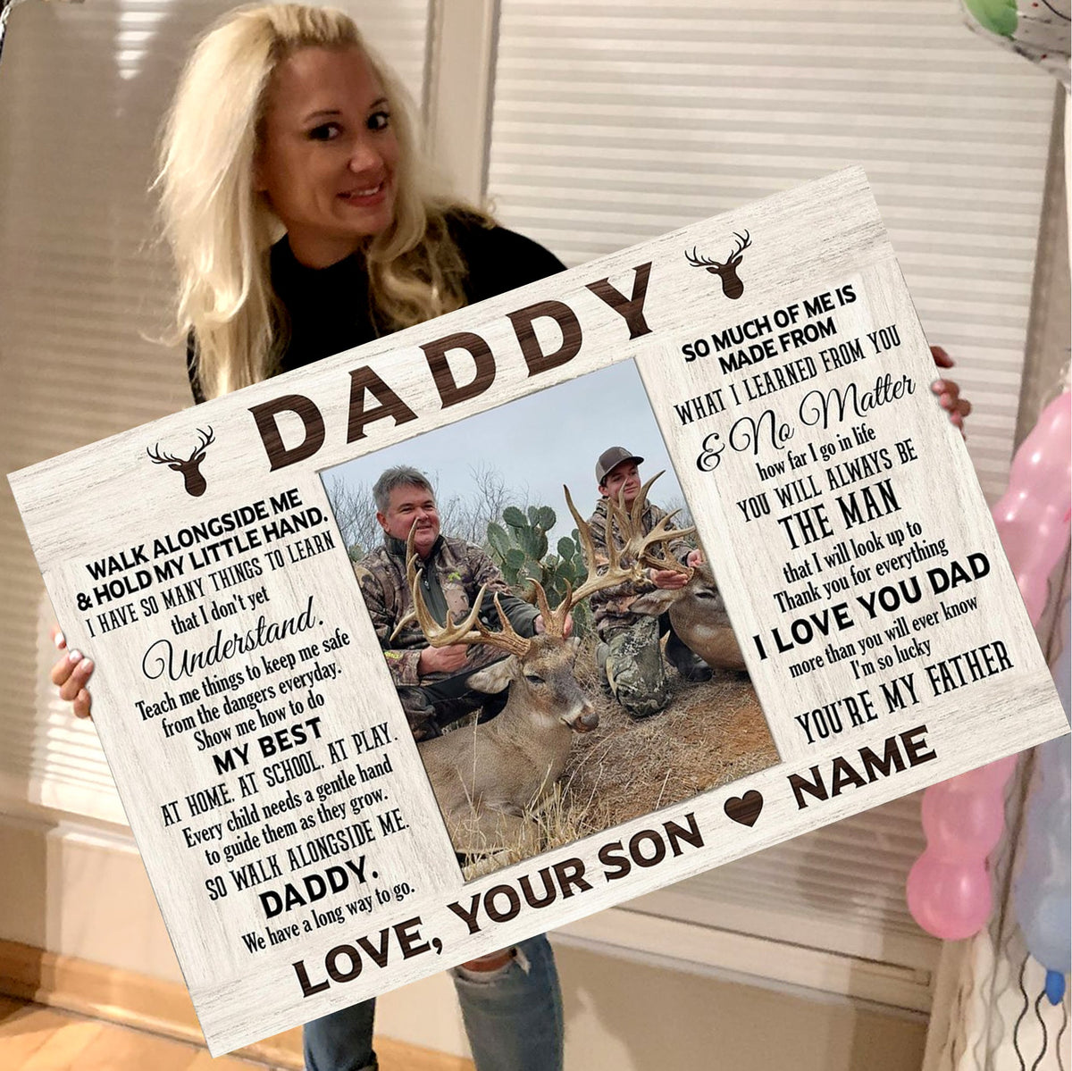 Personalized To My Dad Hunting Canvas – Daddy Gift from Son, Custom Name Hunting Wall Art