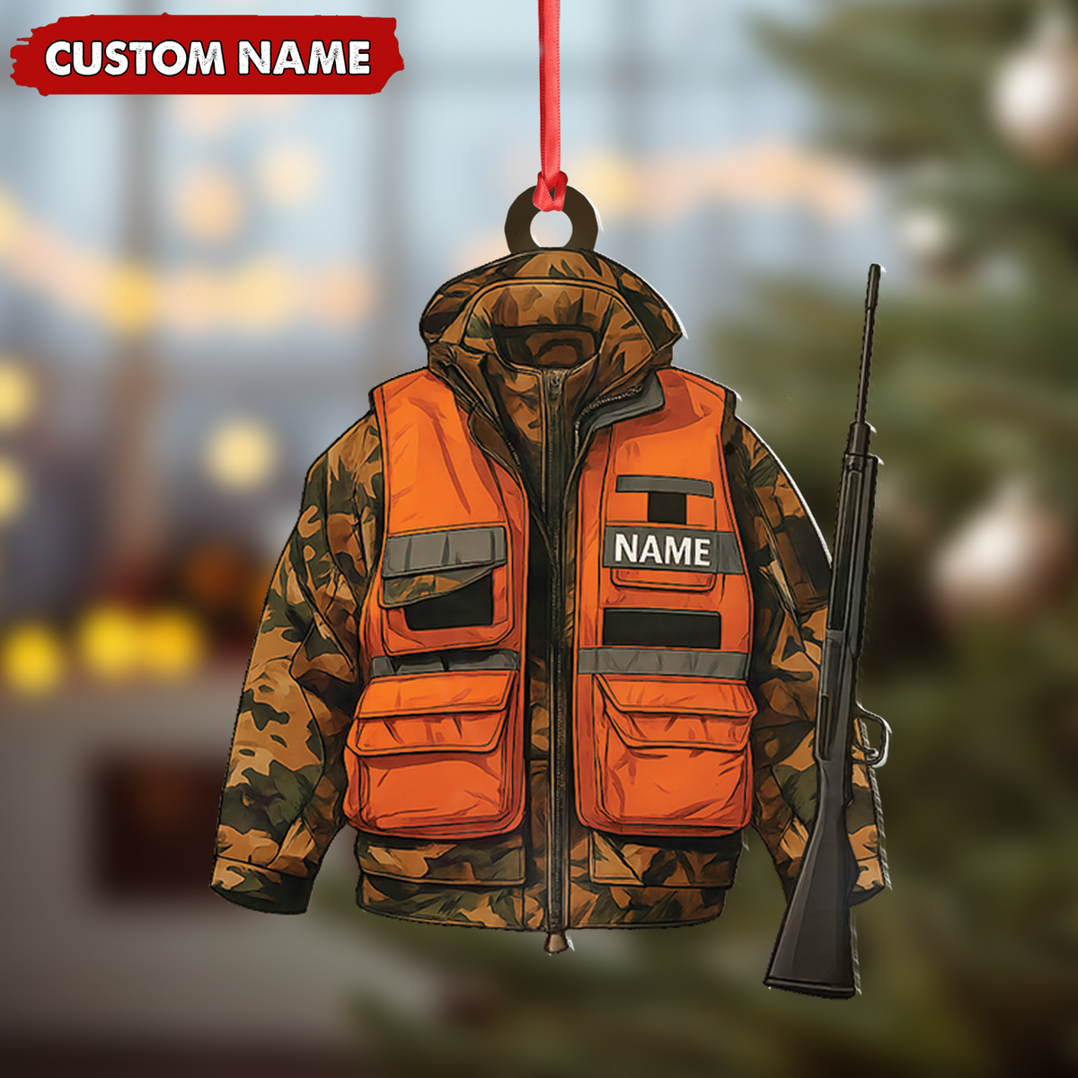 Personalized Hunter Ornament – Custom Camo Jacket Christmas product image 4