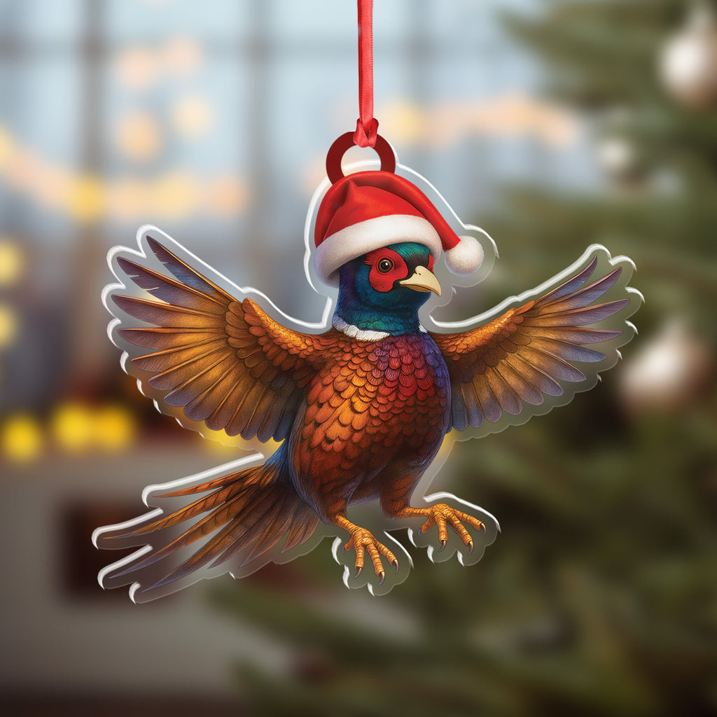 Christmas Pheasant Acrylic Christmas Ornament – Funny Hunting Bird Decor Gift for Hunters & Outdoor Lovers