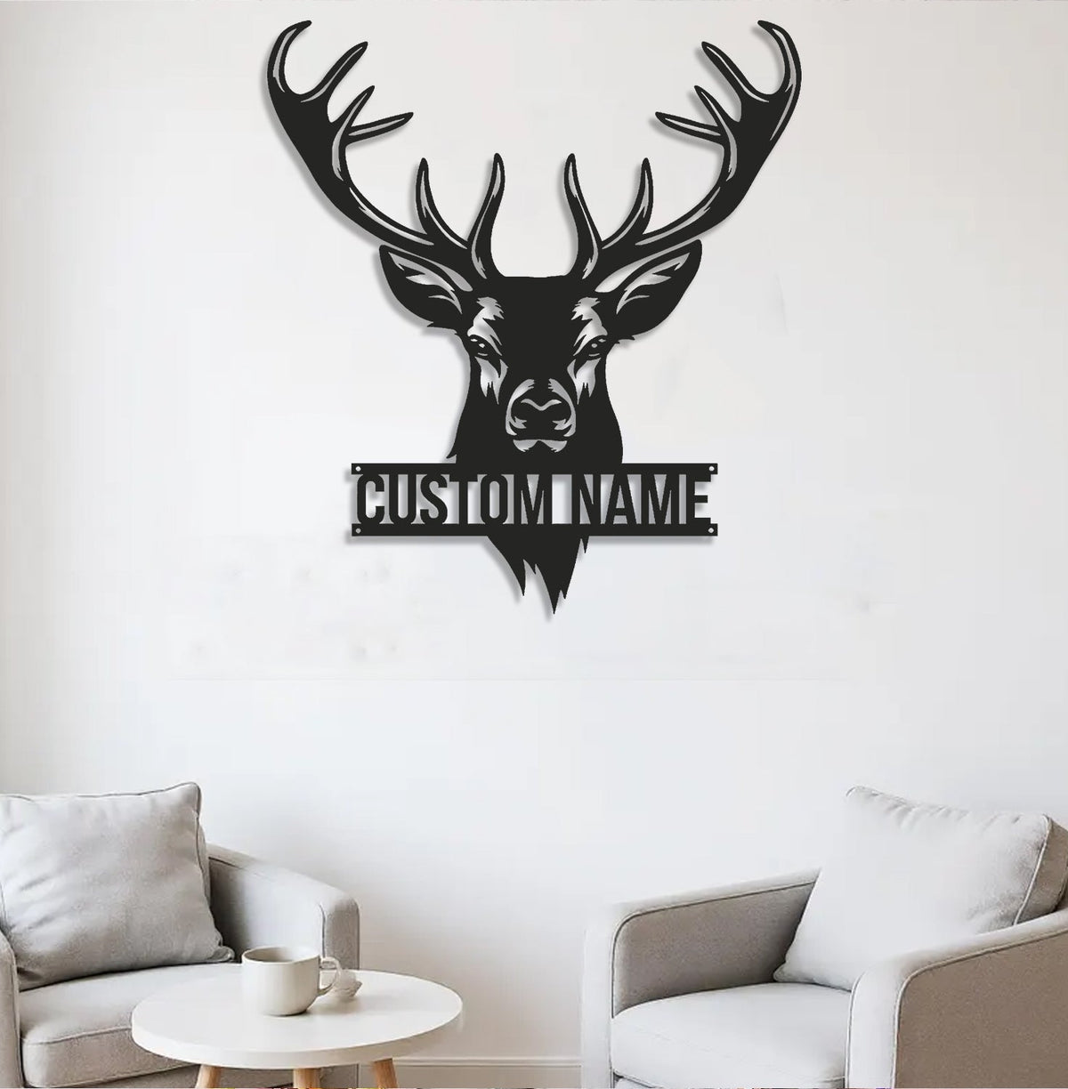 Personalized Deer Head Metal Sign WITH LED/WITHOUT LED – Rustic Hunting Cabin Wall Decor