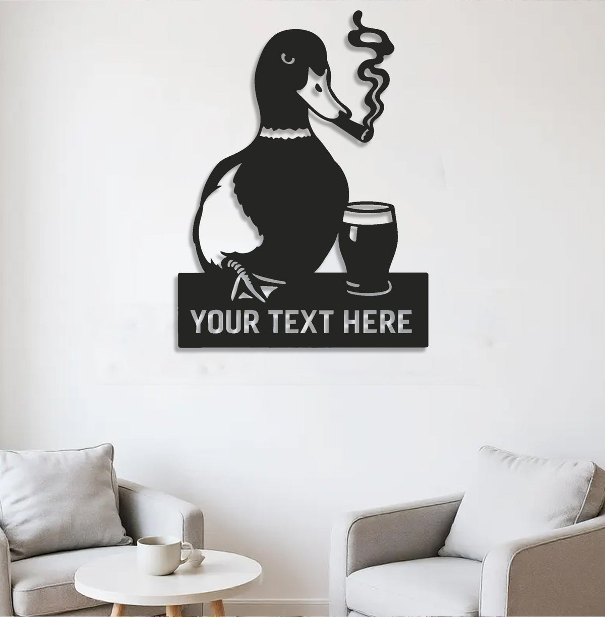 Personalized Funny Duck Metal Sign WITH LED/WITHOUT LED – Unique Hunting Lodge Wall Decor