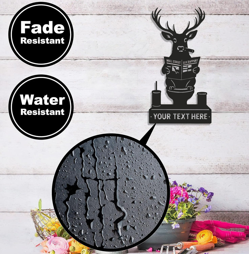 Personalized Deer Bathroom Humor Metal Sign WITH LED/WITHOUT LED, Rustic Hunting Cabin Wall Decor