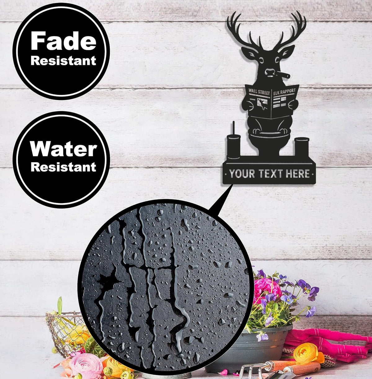 Personalized Deer Bathroom Humor Metal Sign WITH LED/WITHOUT LED, Rustic Hunting Cabin Wall Decor