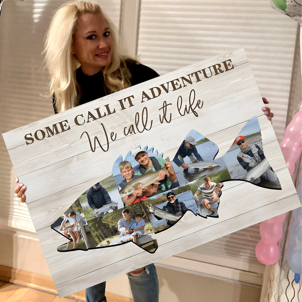 Custom Photo Fishing Memories Canvas Personalized Wall Art for Cabin & Home