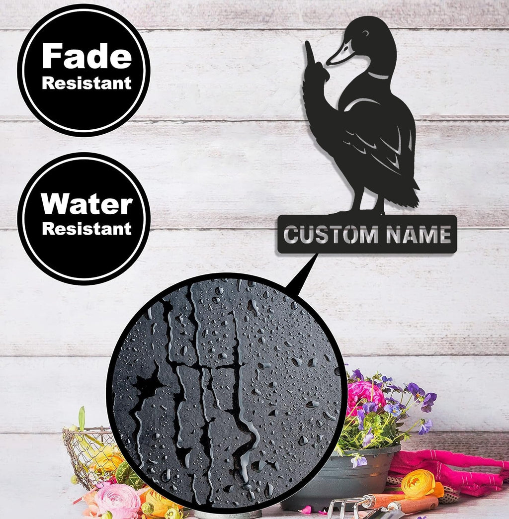 Personalized Funny Duck Metal Sign WITH LED/WITHOUT LED, Unique Hunting Cabin Wall Decor