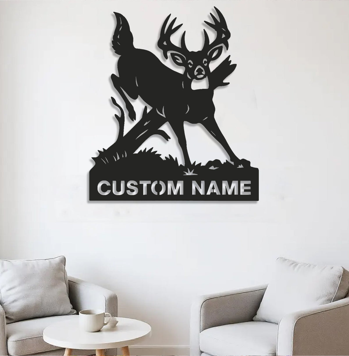 Personalized Deer Hunting Buck Metal Sign WITH LED/WITHOUT LED – Rustic Cabin Wall Decor