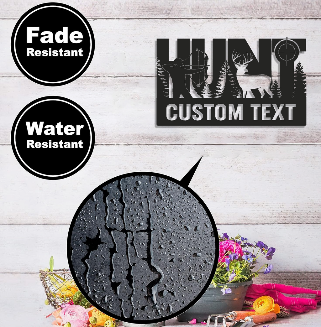 Personalized Bow Hunter Metal Sign WITH LED/WITHOUT LED, Custom Name Deer Light