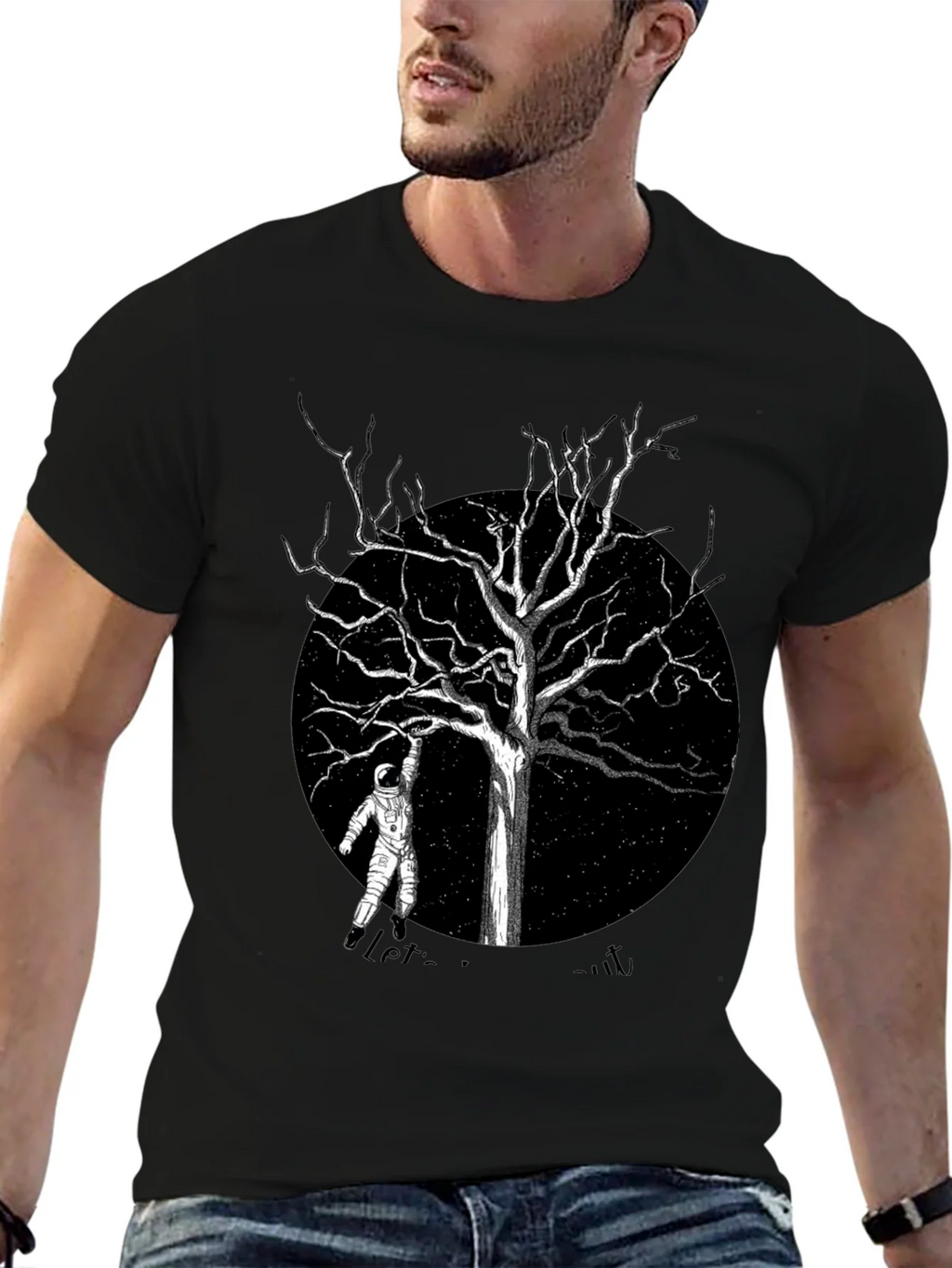 Astronaut Tree Black T-Shirt product image 6