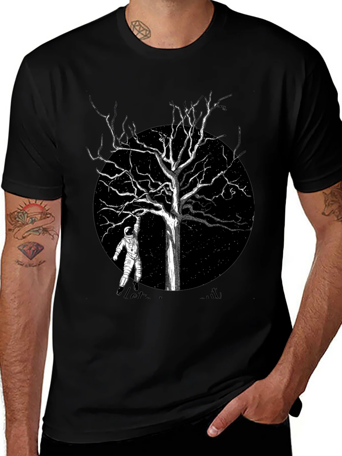 Astronaut Tree Black T-Shirt product image 1