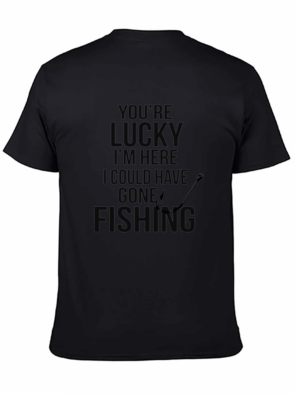 Mens Black Lucky Fishing Graphic Tee product image 4