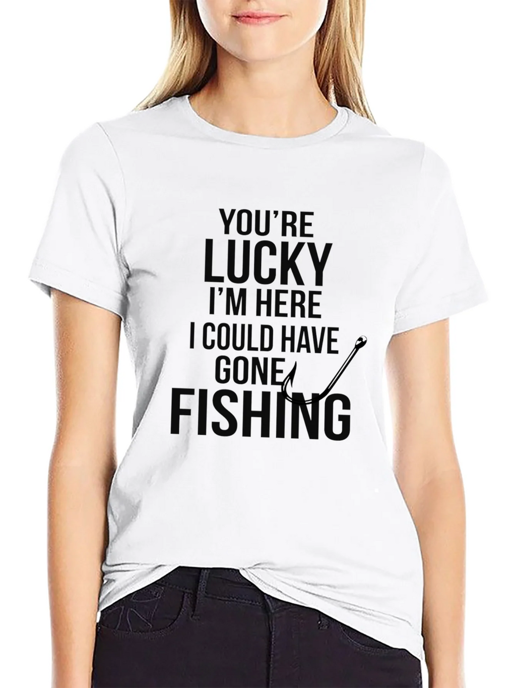 Mens Black Lucky Fishing Graphic Tee product image 8