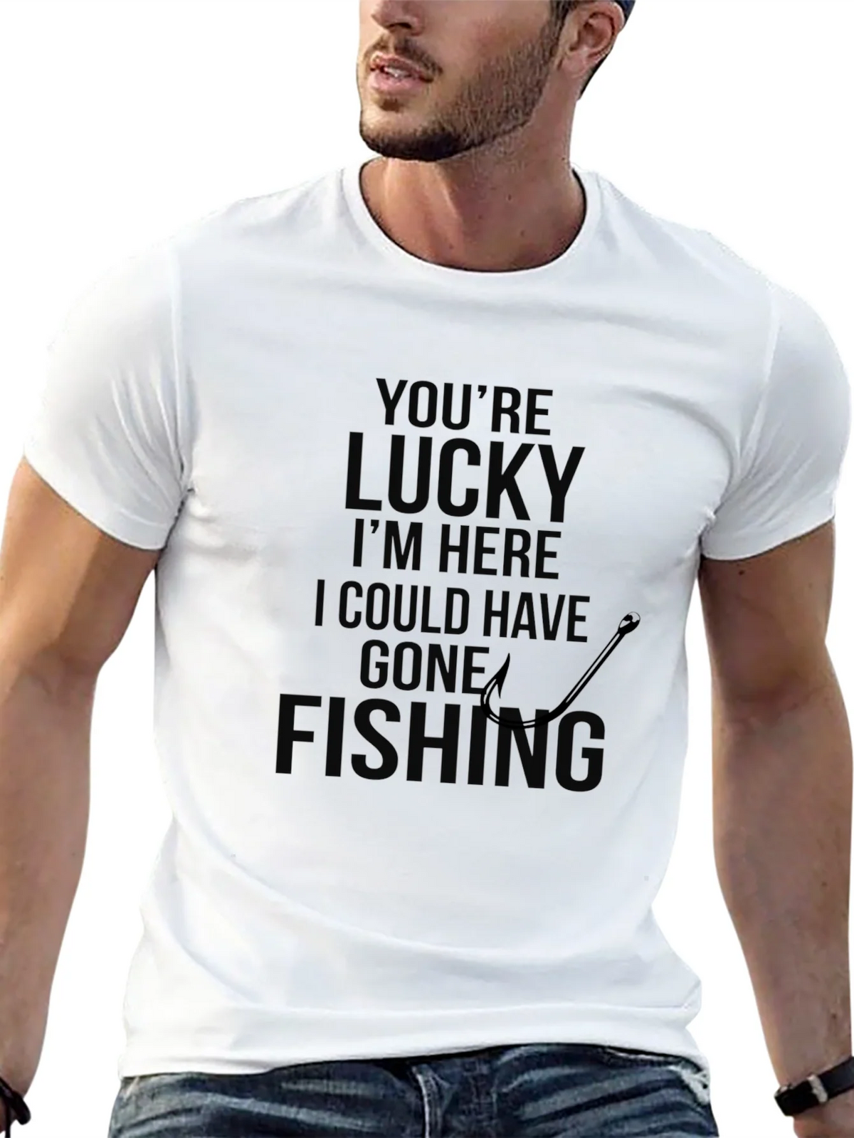 Mens Black Lucky Fishing Graphic Tee product image 12