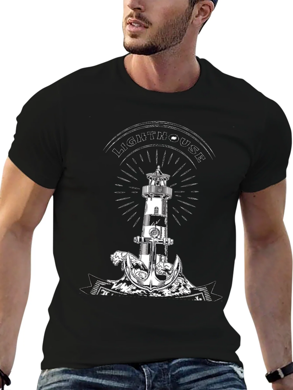 Lighthouse Anchor Graphic Tee - Nautical Style product image 6