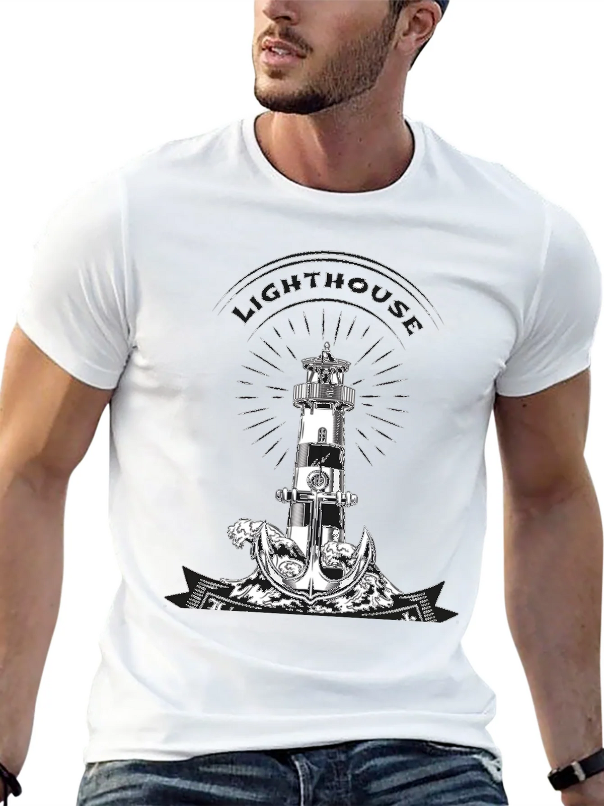 Lighthouse Anchor Graphic Tee - Nautical Style product image 12