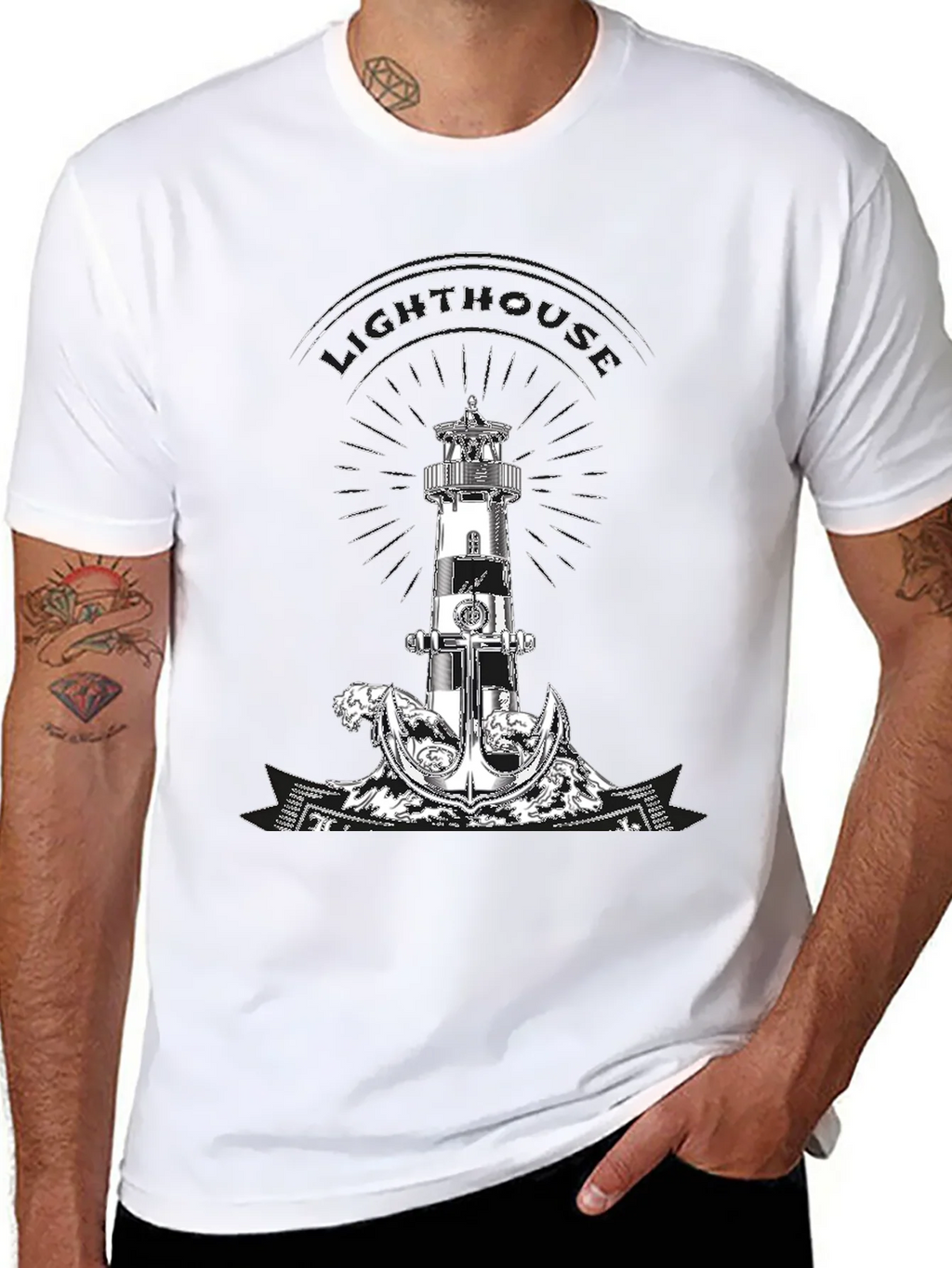 Lighthouse Anchor Graphic Tee - Nautical Style product image 7