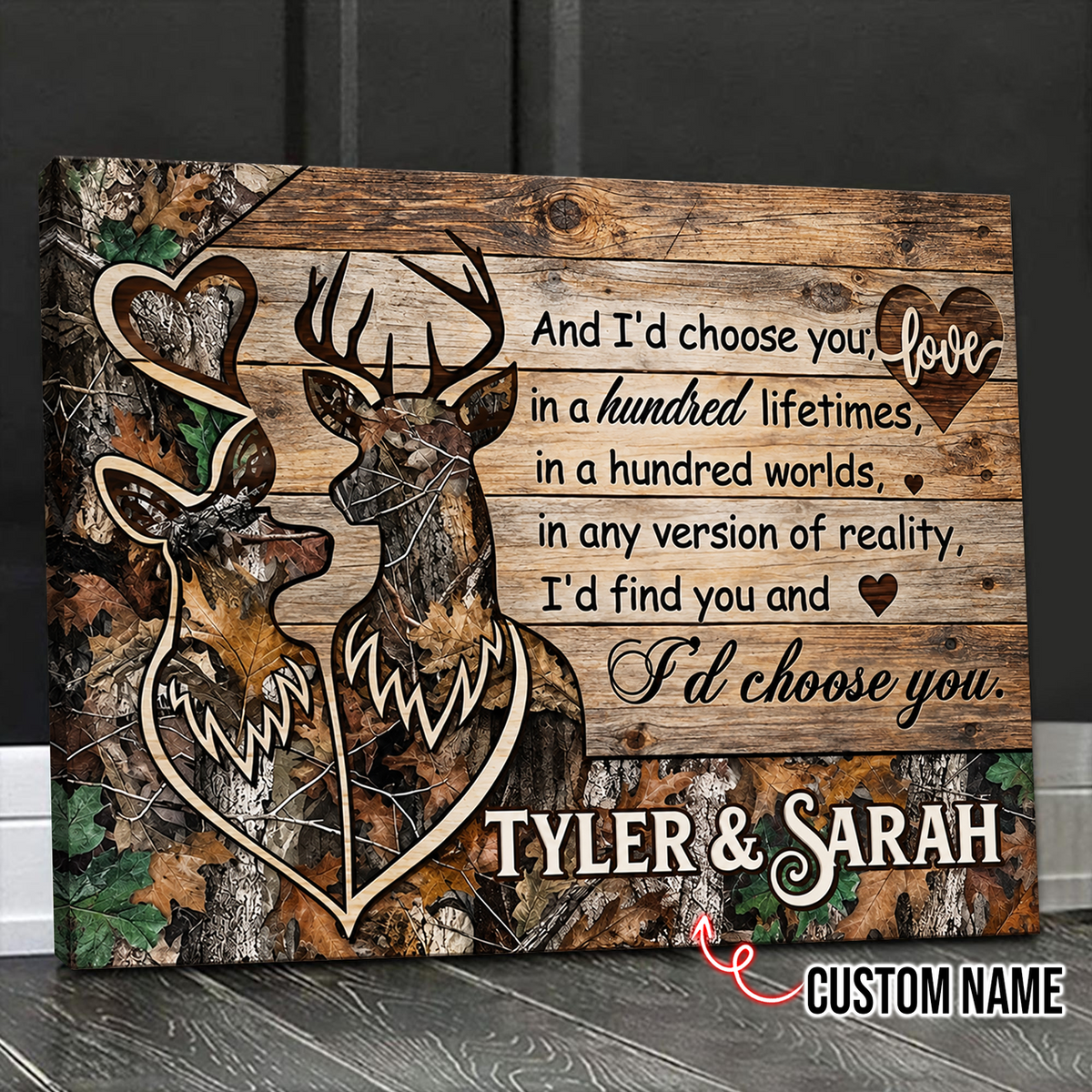 Personalized Deer Love Canvas