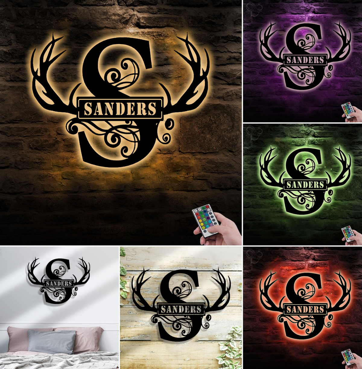 Personalized Deer Alphabet Antler Metal Sign – Custom Family Name Wall Decor for Hunters