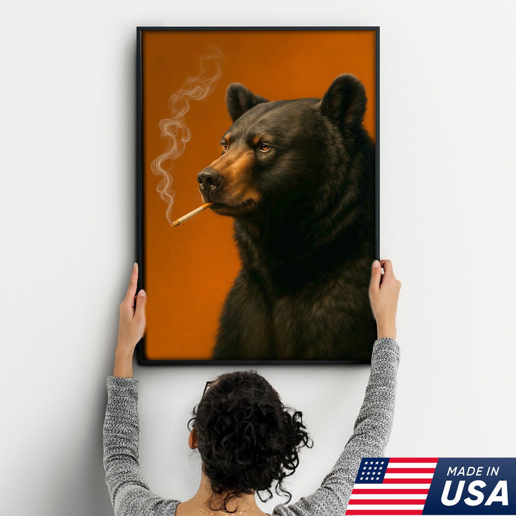 Black Bear Canvas Wall Art – Bold Rustic Wildlife Decor for Cabin, Lodge & Nature Lovers