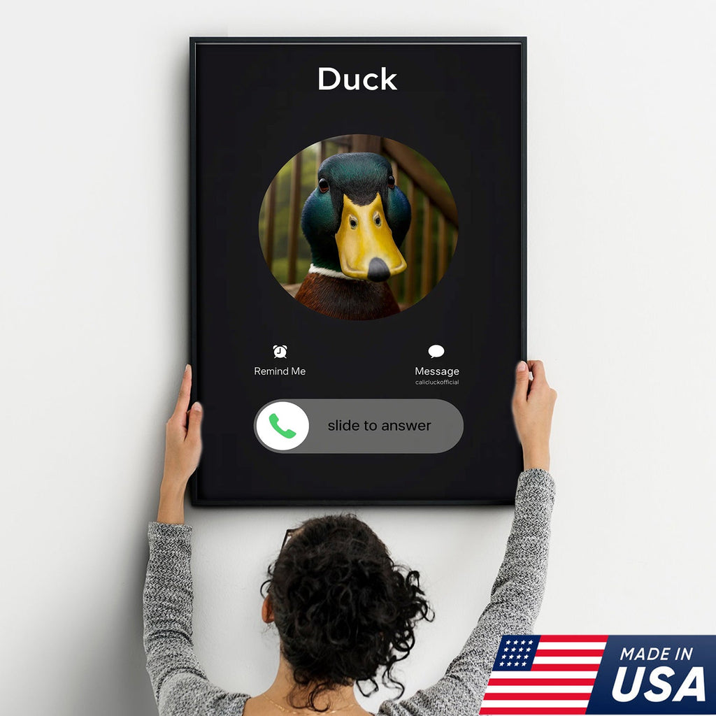 Funny Duck Calling Canvas – Hilarious “Incoming Call from Duck” Wall Art for Farmhouse