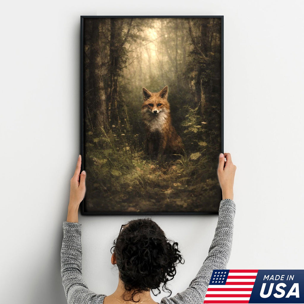 Enchanted Forest Fox Canvas Wall Art, Mystical Woodland Animal Portrait