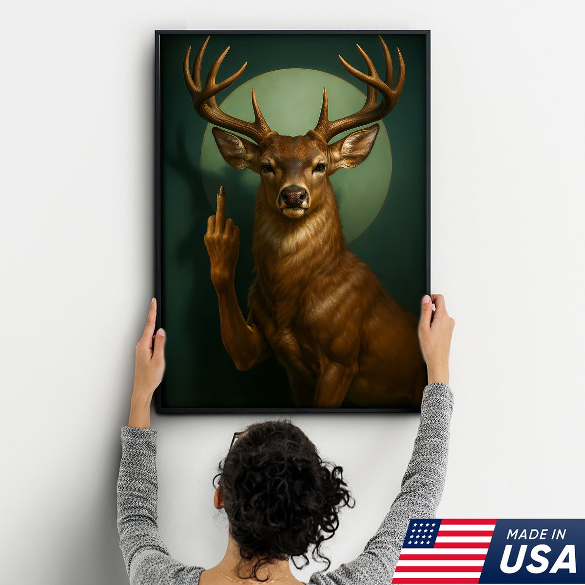 Funny Fukin Deer Wall Art – Sarcastic Wildlife Canvas for Hunters, Man Cave & Cabin Decor