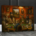 Animals Playing Poker Canvas Wall Art, Woodland Lodge Game Room Decor