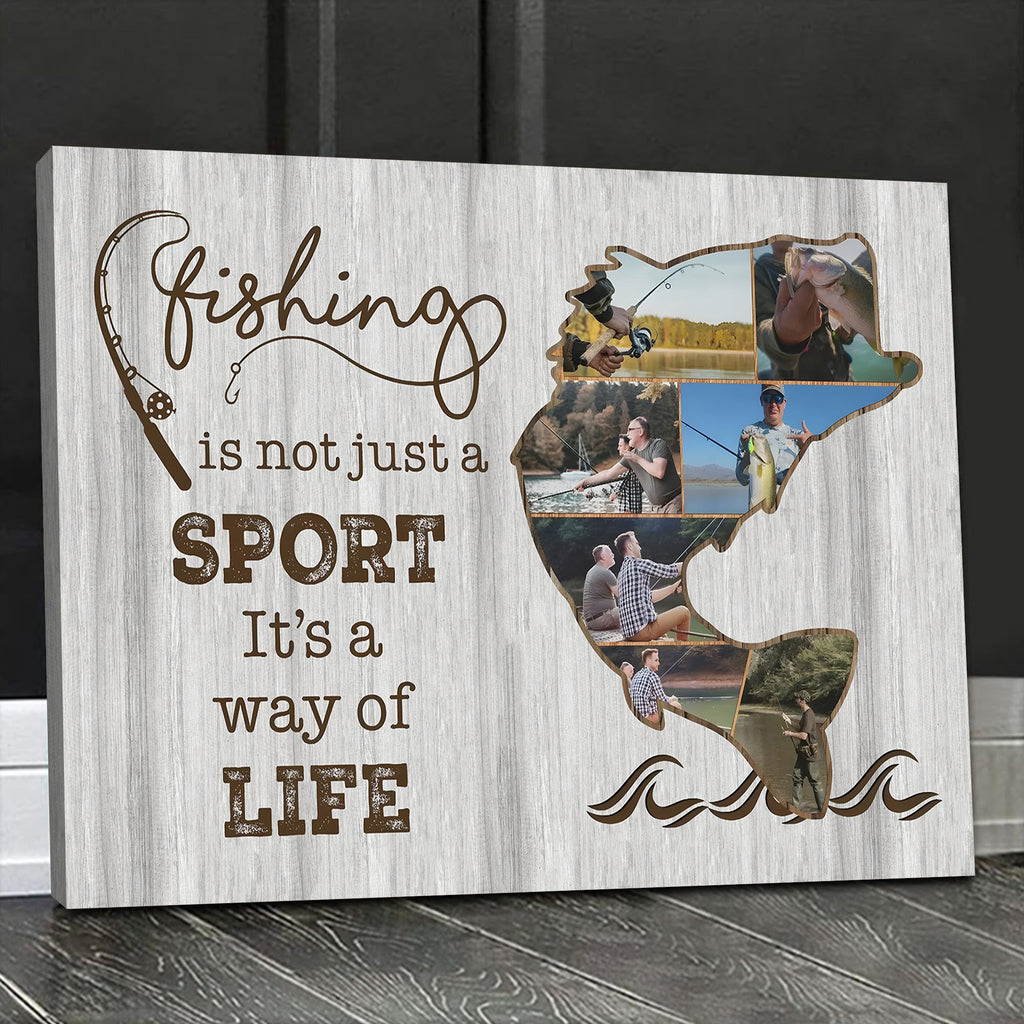 Custom Photo Fishing Is Not Just a Sport Canvas Wall Art – Fishing Gift for Dad, Fisherman Wall Decor