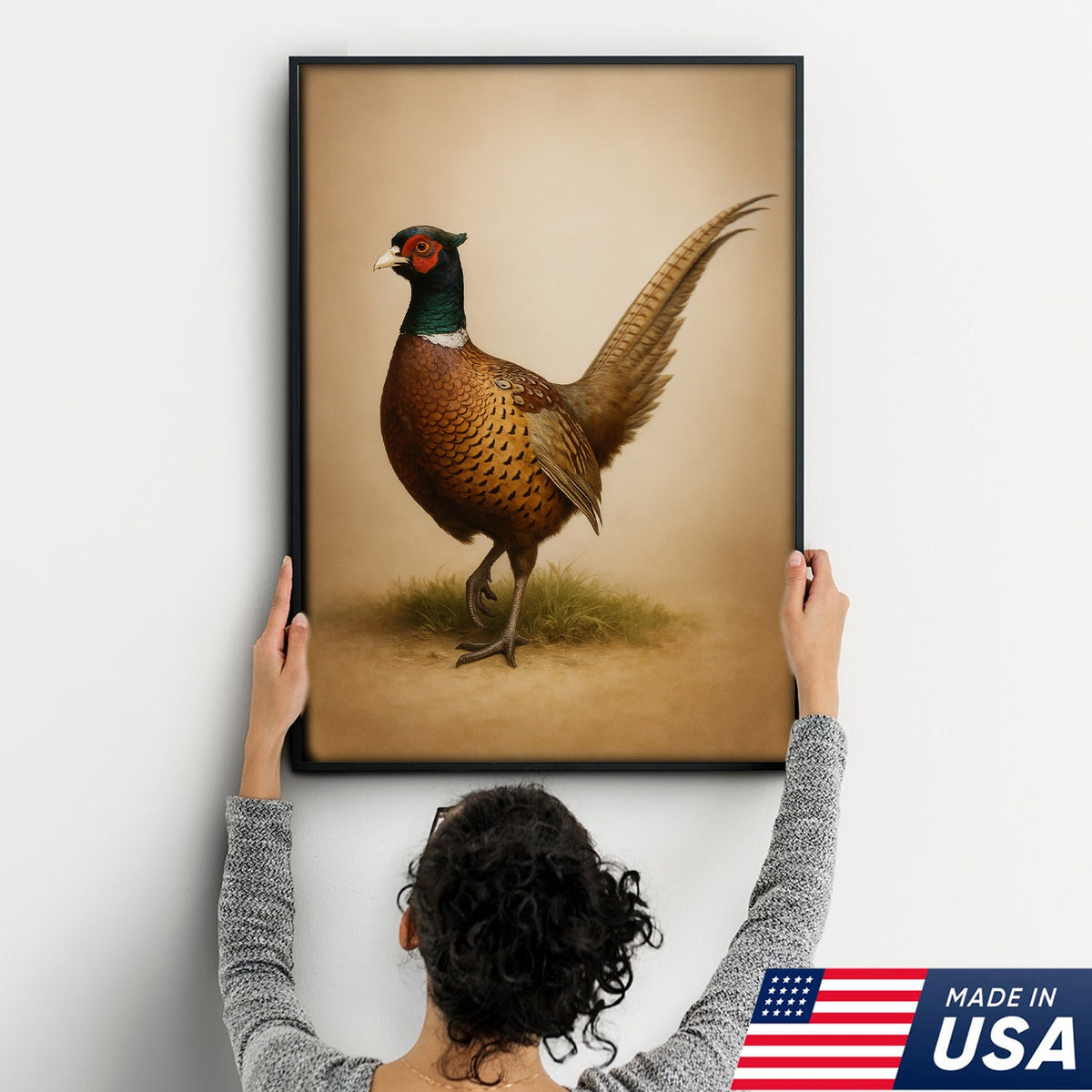 Pheasant Wall Art – Rustic Hunting Bird Canvas Print for Cabin, Lodge & Farmhouse Decor